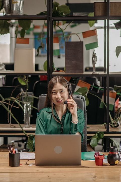 woman with headset